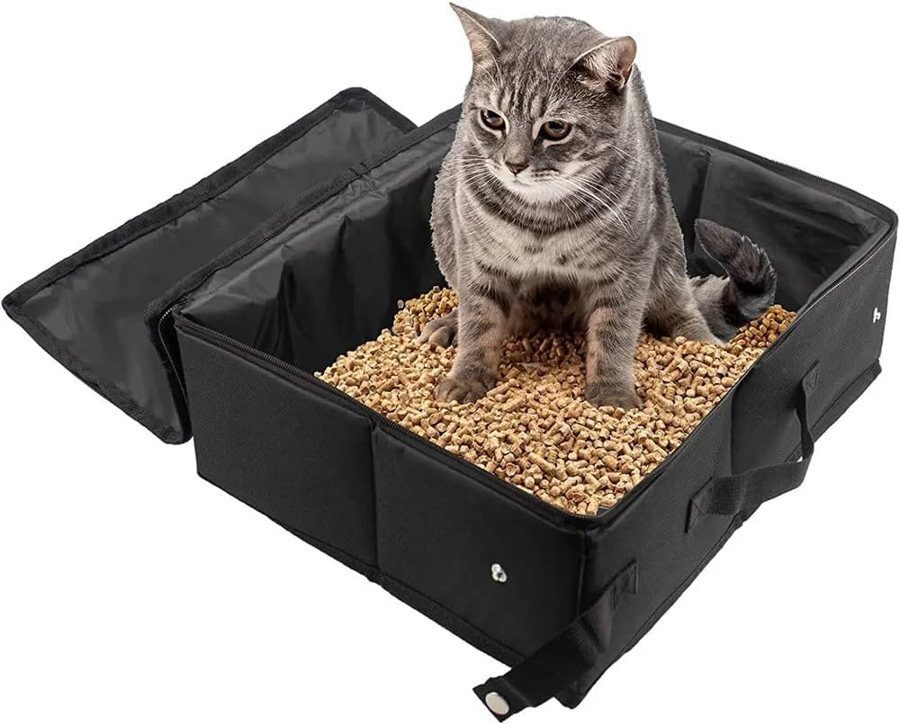 Travel Cat Litter Box with Zip Lid