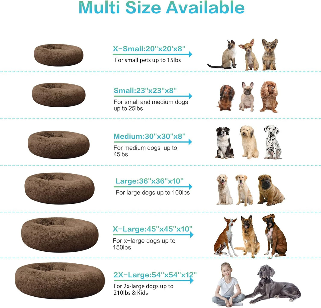Calming Donut Bed for Dogs & Cats (Brown)