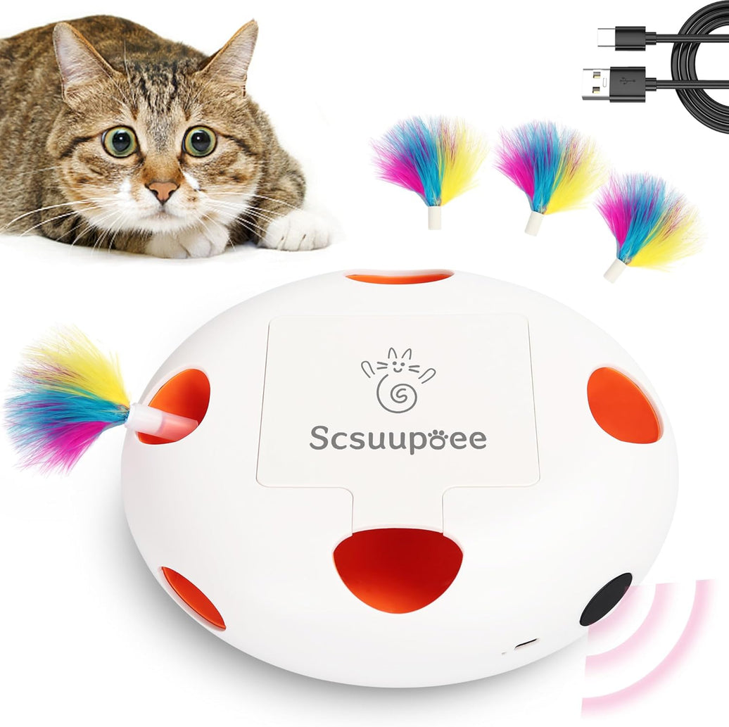 Whack-a-Mole Cat Toy – Rechargeable (White)