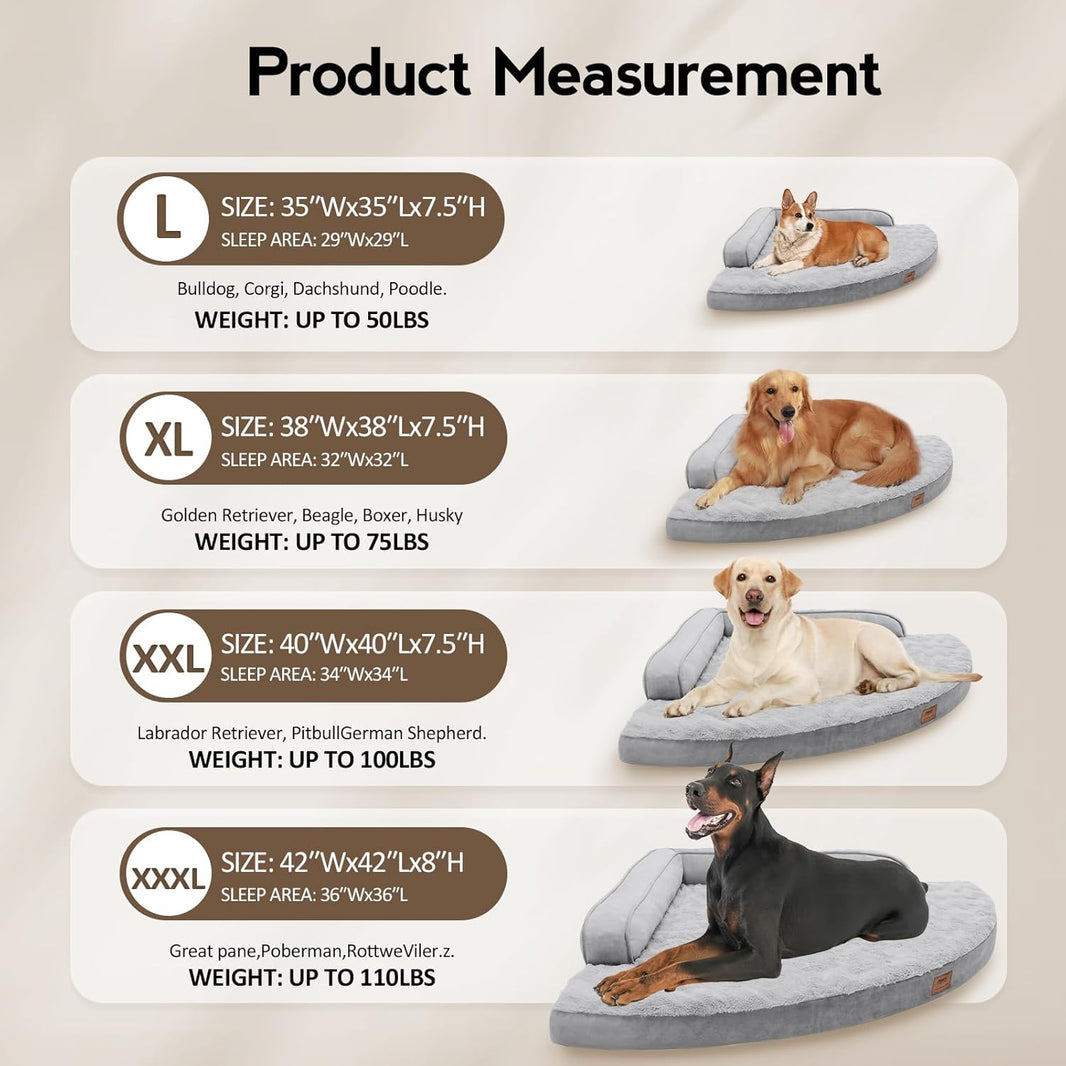 Waterproof Orthopedic Memory Foam Dog Bed (Gray)