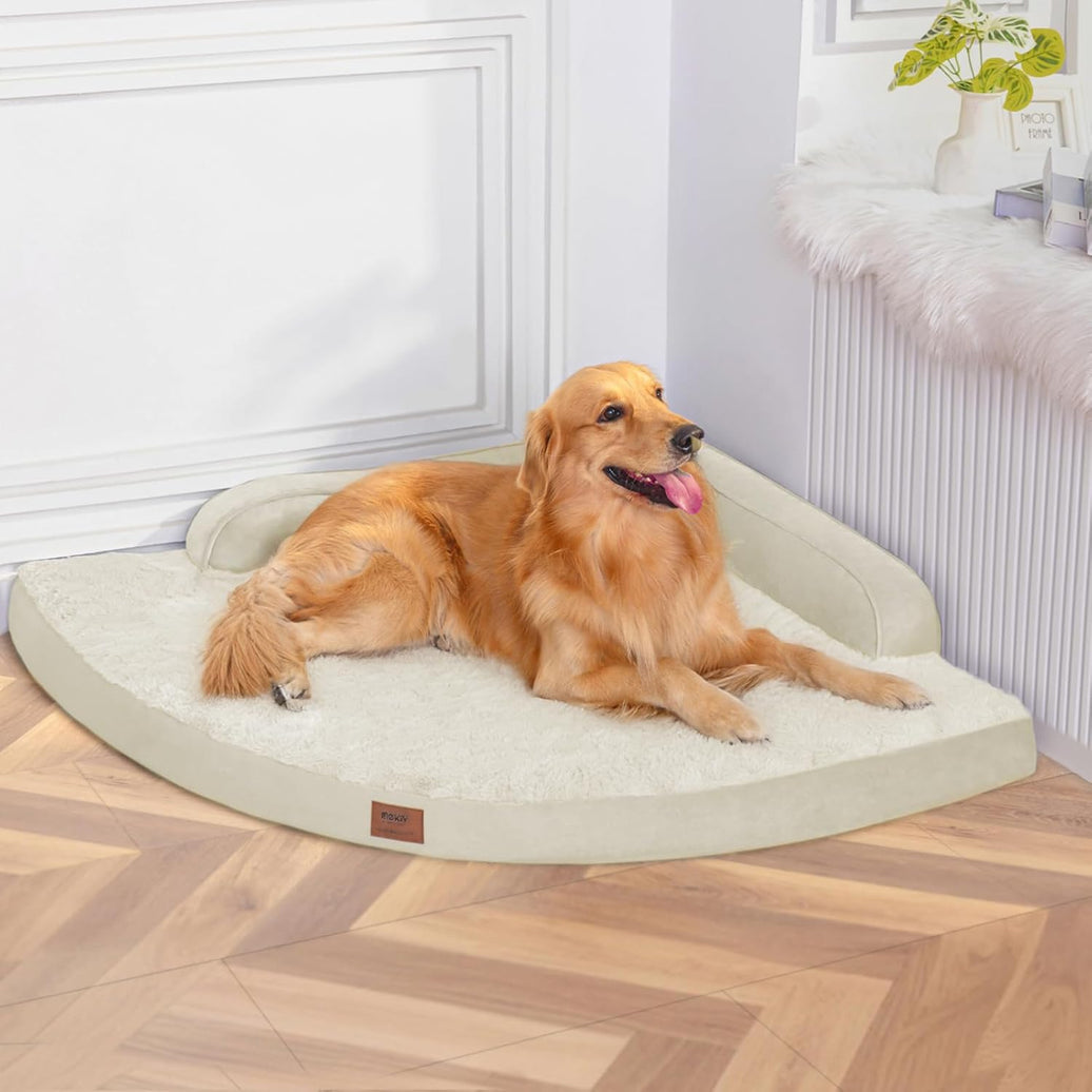 Waterproof Orthopedic Memory Foam Dog Bed (Beige)