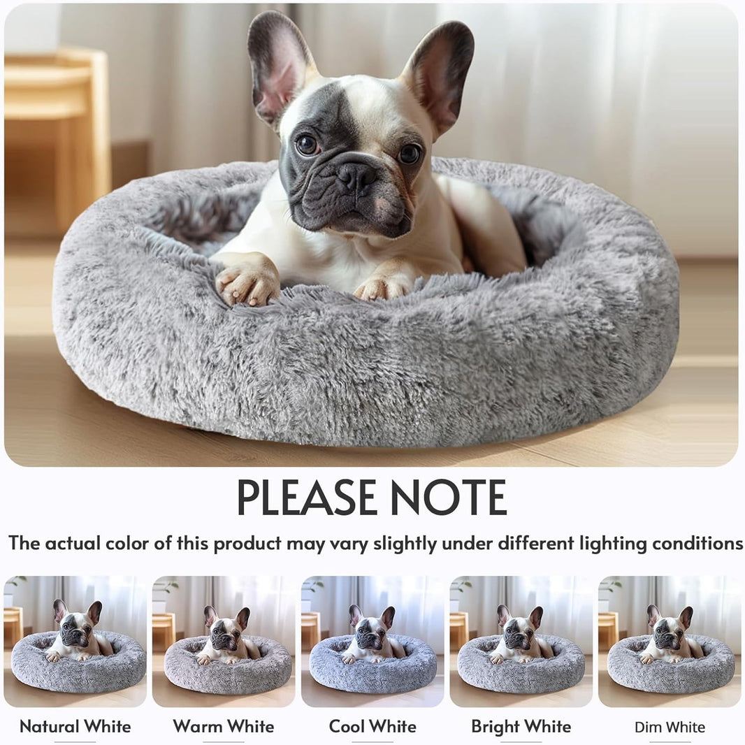 Calming Donut Bed for Dogs & Cats (Gray)