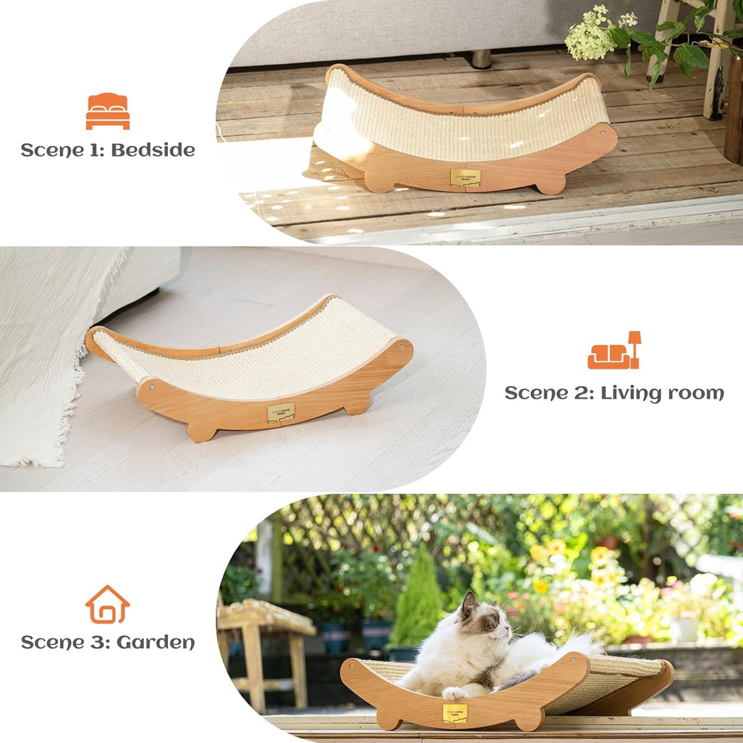 Sisal Cat Scratcher Lounge with Wooden Frame