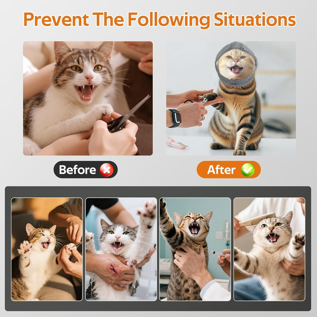 Cat Grooming Muzzle with 4 Paw Covers