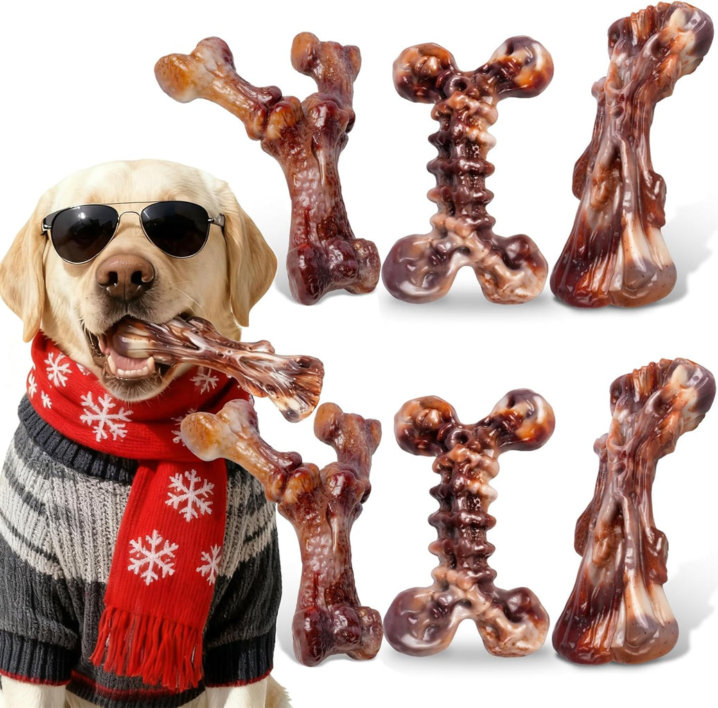 Heavy-Duty Nylon Chew Toys 6-Pack – Medium & Large Dogs (Bacon)