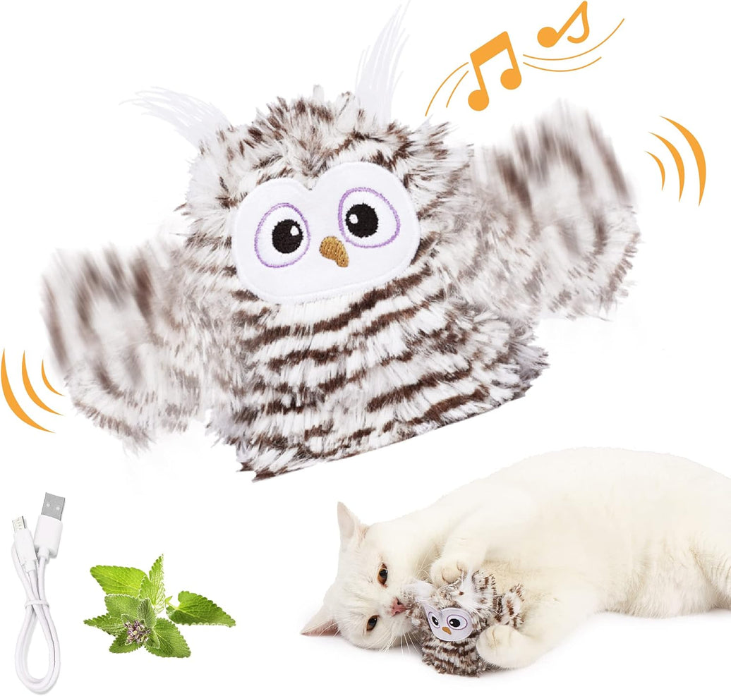 Rechargeable Chirping Owl Cat Toy