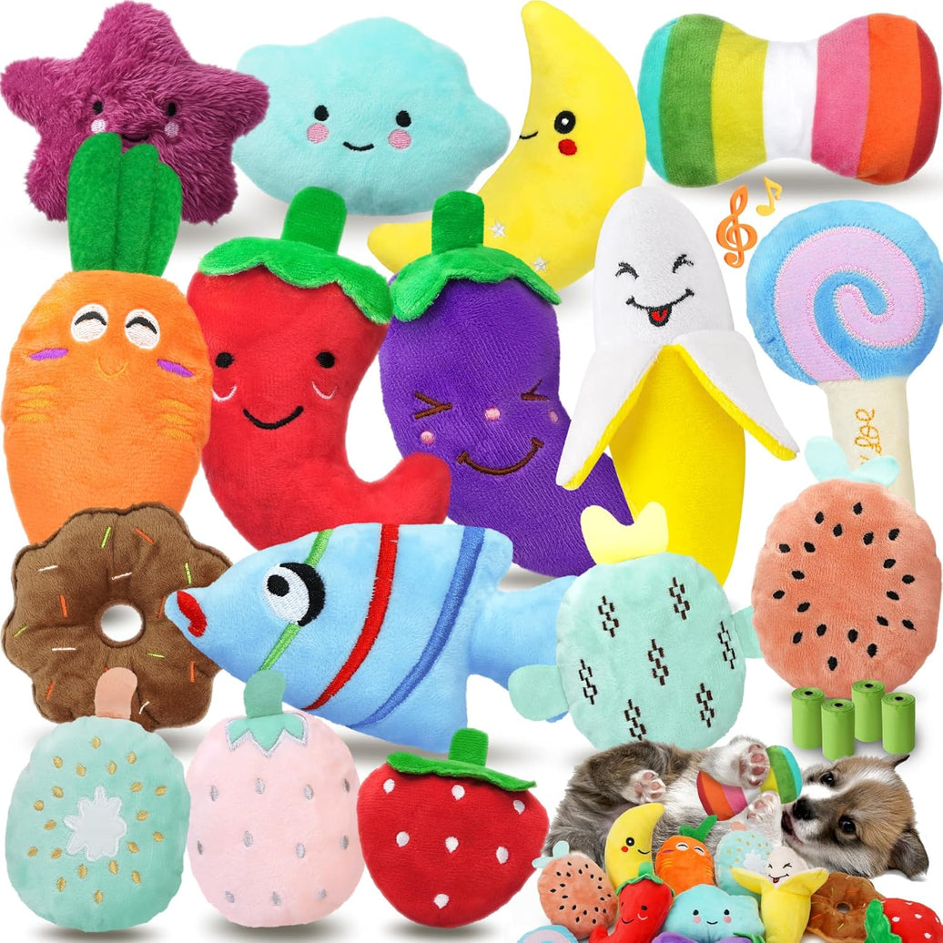 Cute Squeaky Plush Dog Toy Set (20 pcs)
