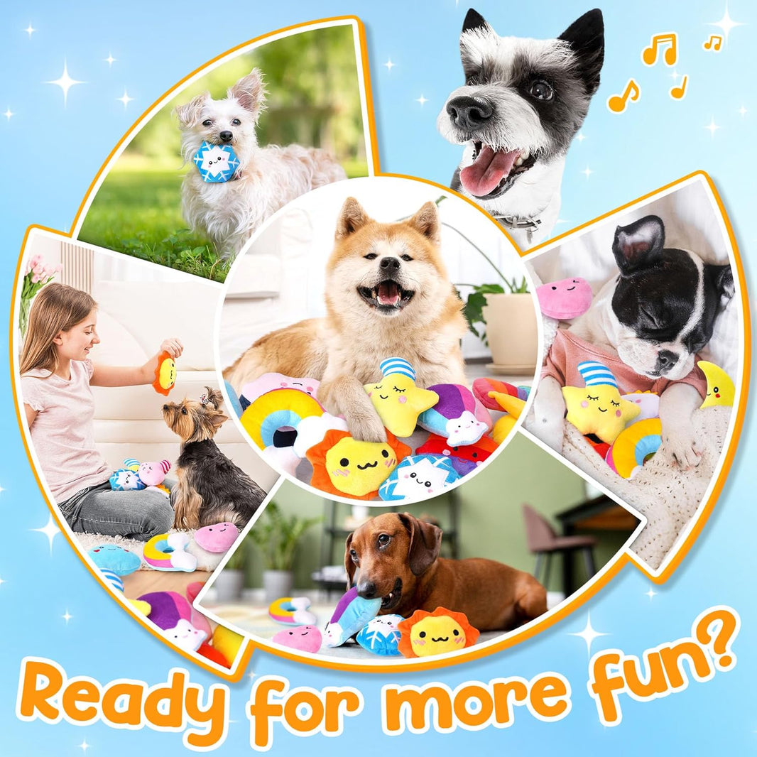 Weather-Themed Squeaky Plush Dog Toy Set (20 pcs)