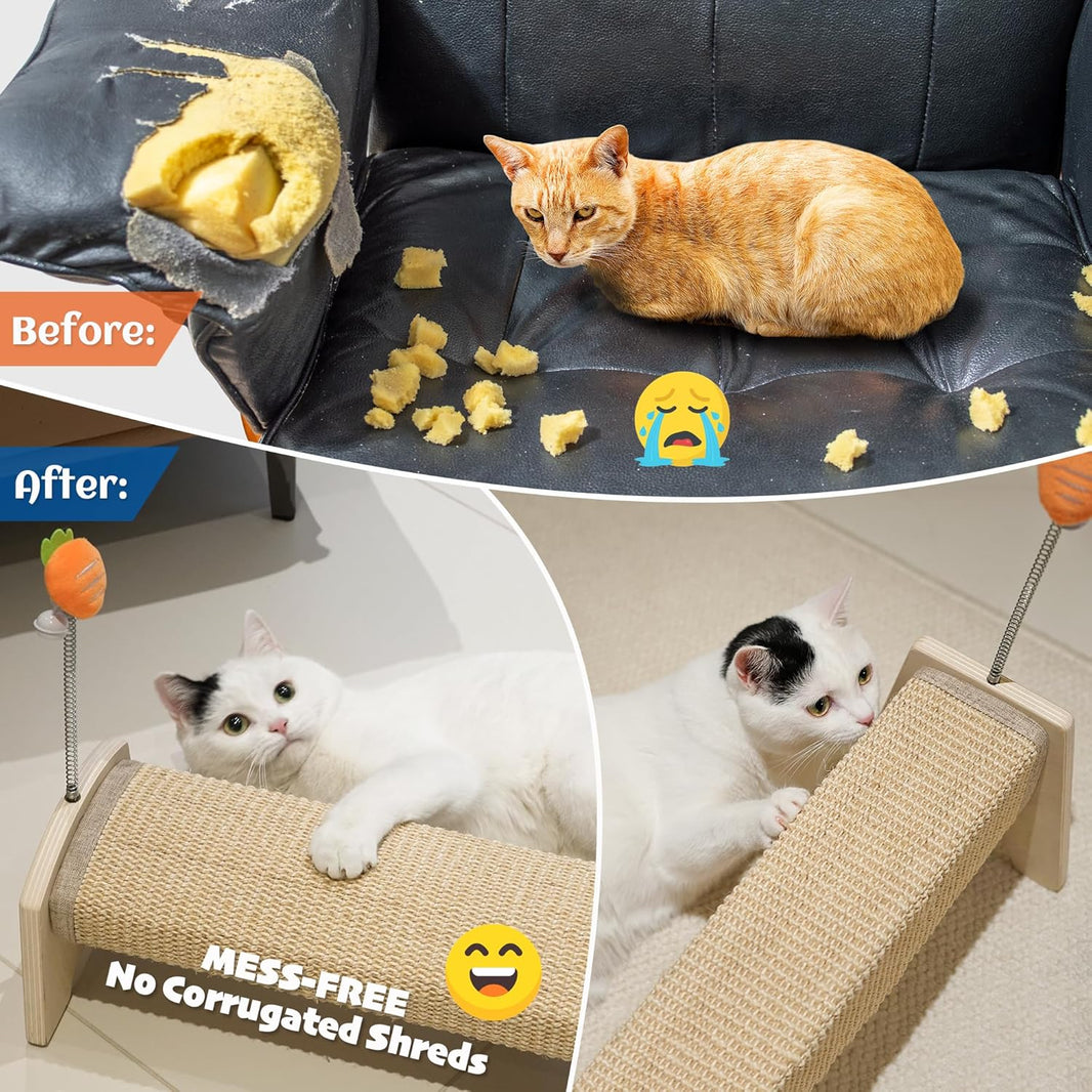 Horizontal Sisal Cat Scratcher with Spring Toy (30")