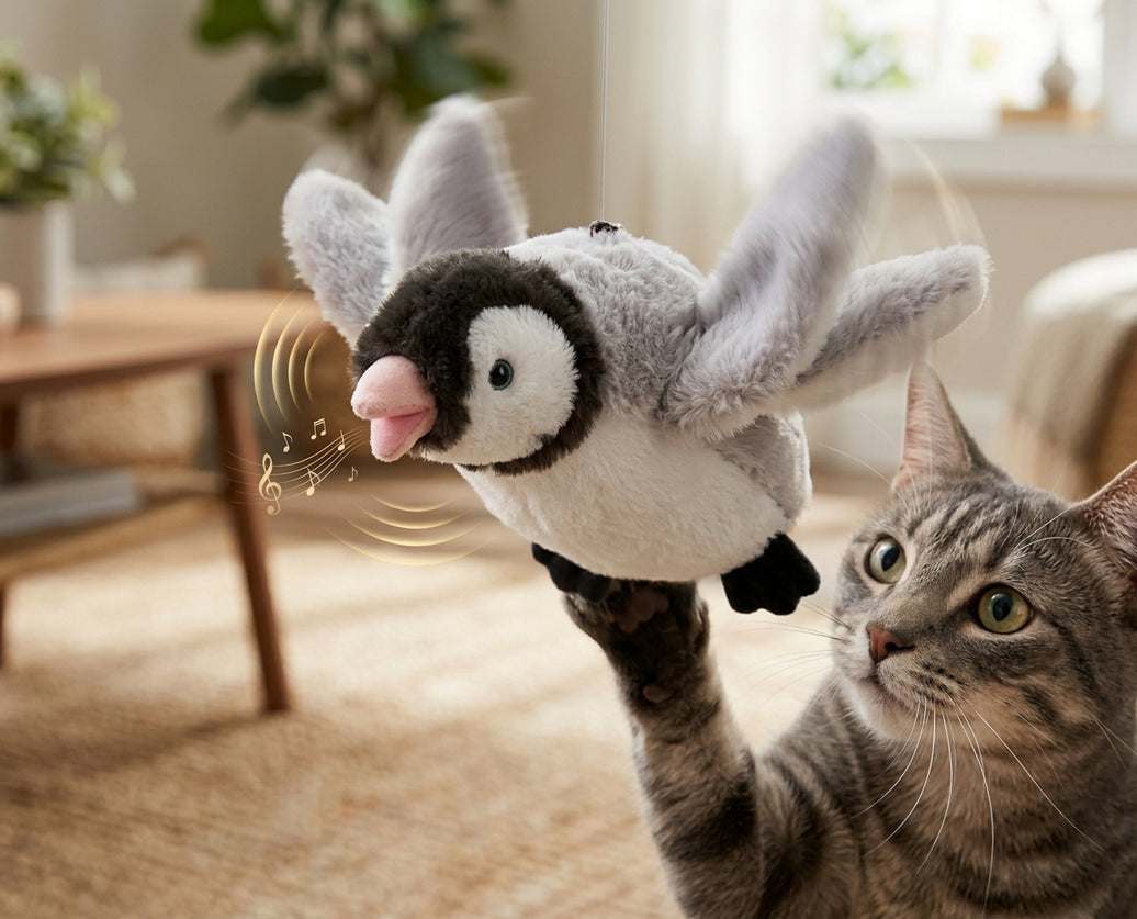 Chirping Bird Cat Toy – Rechargeable (Grey)