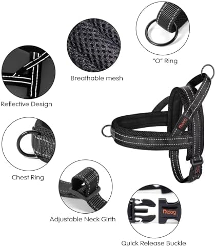 No Pull Dog Harness with Soft Mesh Padded,Reflective & Quick Fit Light Weight Dog Strap Vest Harness,Easy for Walking Training (S:Chest 18-22", Mesh-Black)