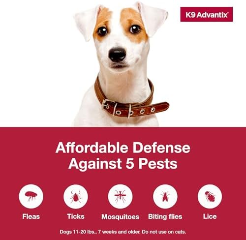 Flea, Tick & Mosquito Prevention for Dogs 11-20 lbs. | Flea Drops for Medium Dogs | Apply Monthly | 2 Treatments