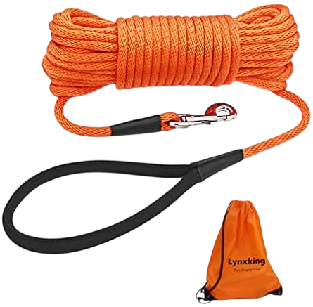 Check Cord Dog Leash Long Lead Training Tracking Line Comfortable Handle Heavy Duty Puppy Rope 10ft 15ft 30ft 50ft for Small Medium Large Dog