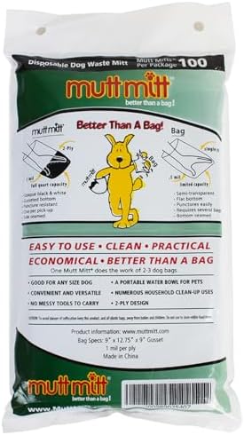 100 White & Black 2-Ply Dog Waste Bags on 1 Dog Waste Bag Station Header - 300% Thicker than mini roll dog waste bags - no more warm & yuck feeling