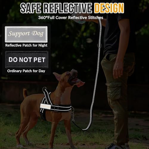 No Pull Dog Harness - Heavy Duty Dog Harness and Leash Set for Medium Large Dogs, Reflective Tactical Harness with Soft Padded and Front Clip for Easy Walk and Training (Black L)