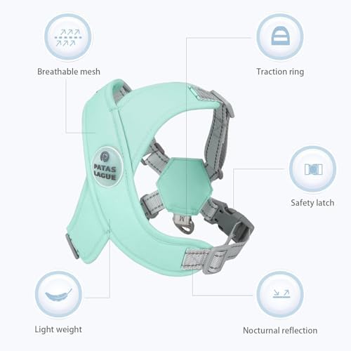 Dog Harness with Leash Set Adjustable Soft Padded Step-in Dog Vest No Choke No Pull Reflective for Small Medium Pets with Poop Bags and Dispenser, Solid and No-chew, Green M