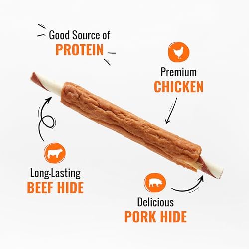 Triple Flavor Ribs Chews for All Dogs, 12 Ounces, Treat Your Dog to Long-Lasting Chews Made with Beef Hide, Chicken and Pork Hide