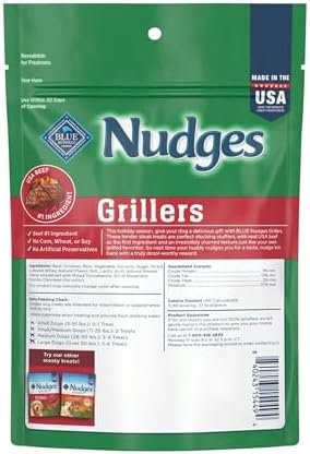 Nudges Steak Grillers, Natural Holiday Dog Treats, Made in The USA with Real Beef, 5-oz. Bag