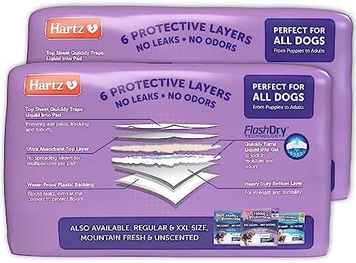 Hartz Home Protection Lavender Scented Dog Pads, 3XL 60 Count, Super Absorbent & Won't Leak, Odor Eliminating