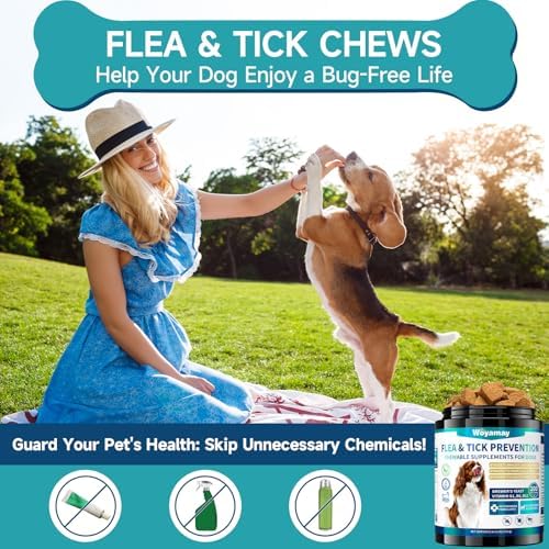 Flea and Tick Prevention for Dogs Chewables, 200 Soft Treats, Natural Dog Flea and Tick Treatment, Oral Flea Chews for Dogs Supplement, Flea and Tick Chews for Dogs Puppies, All Breeds & Sizes