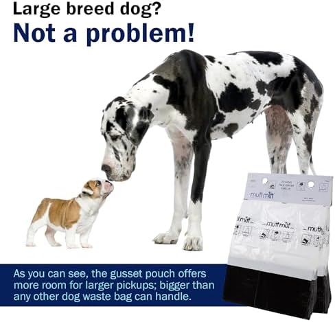 100 White & Black 2-Ply Dog Waste Bags on 1 Dog Waste Bag Station Header - 300% Thicker than mini roll dog waste bags - no more warm & yuck feeling