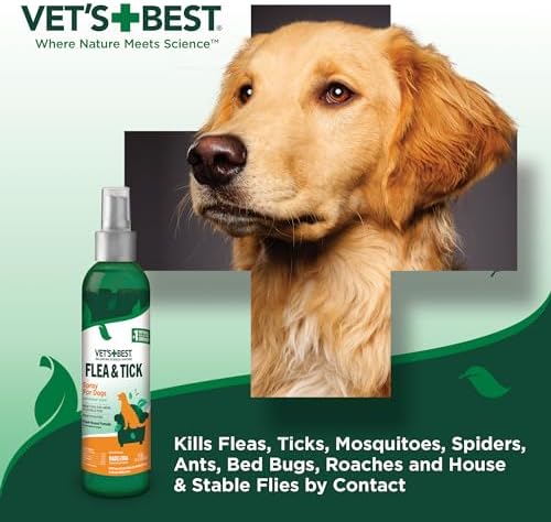 Natural Flea and Tick Spray for Dogs – Plant-Based Flea Repellent with Certified Essential Oils – Natural Pest Control and Prevention – Non-Toxic Formula for Home Use – 8 oz Bottle