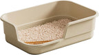 Enclosed Cat Litter Box with Extra Large High Sides, Low Entry Senior Litter Pen for Geriatric Cats, Durable Plastic Easy Clean Extra Large Cat Litter for Indoor Pet Potty