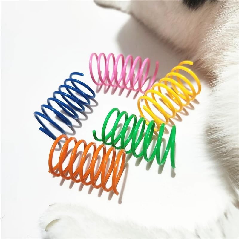 Cat Spring Toys - 5 Color Bundle | Durable Plastic Interactive Toy for Indoor Kittens to Hunt, Bite, Self-Play(10Pcs)