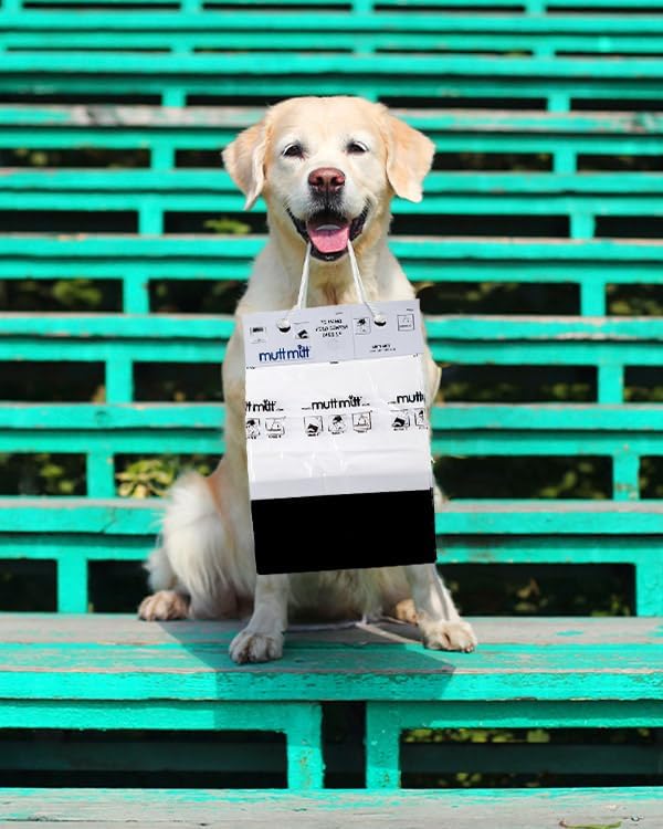 100 White & Black 2-Ply Dog Waste Bags on 1 Dog Waste Bag Station Header - 300% Thicker than mini roll dog waste bags - no more warm & yuck feeling