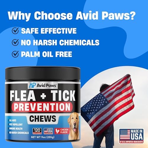 Natural Flea and Tick Prevention for Dogs - Dog Flea and Tick Treatment Chewable - Safe Flea Treatment Dogs of All Breeds & Ages - Flea Chews for Dogs - Flea Pills for Dogs for Dog Flea & Tick Control
