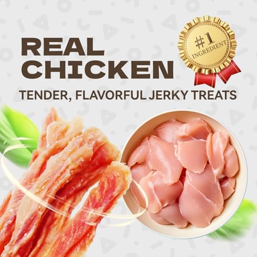 Chicken Jerky Dog Treats, Real Chicken Strips Dog Training Treats Soft Rawhide-Free Chews Healthy Snacks for Small Medium Large Breed 10.58oz