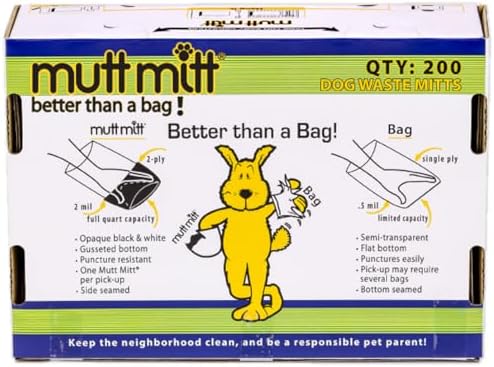 2-Ply dog waste pick-up bags Dispense-A-Mitt™ - 200 Dog Waste Bags in a wall mountable box.
