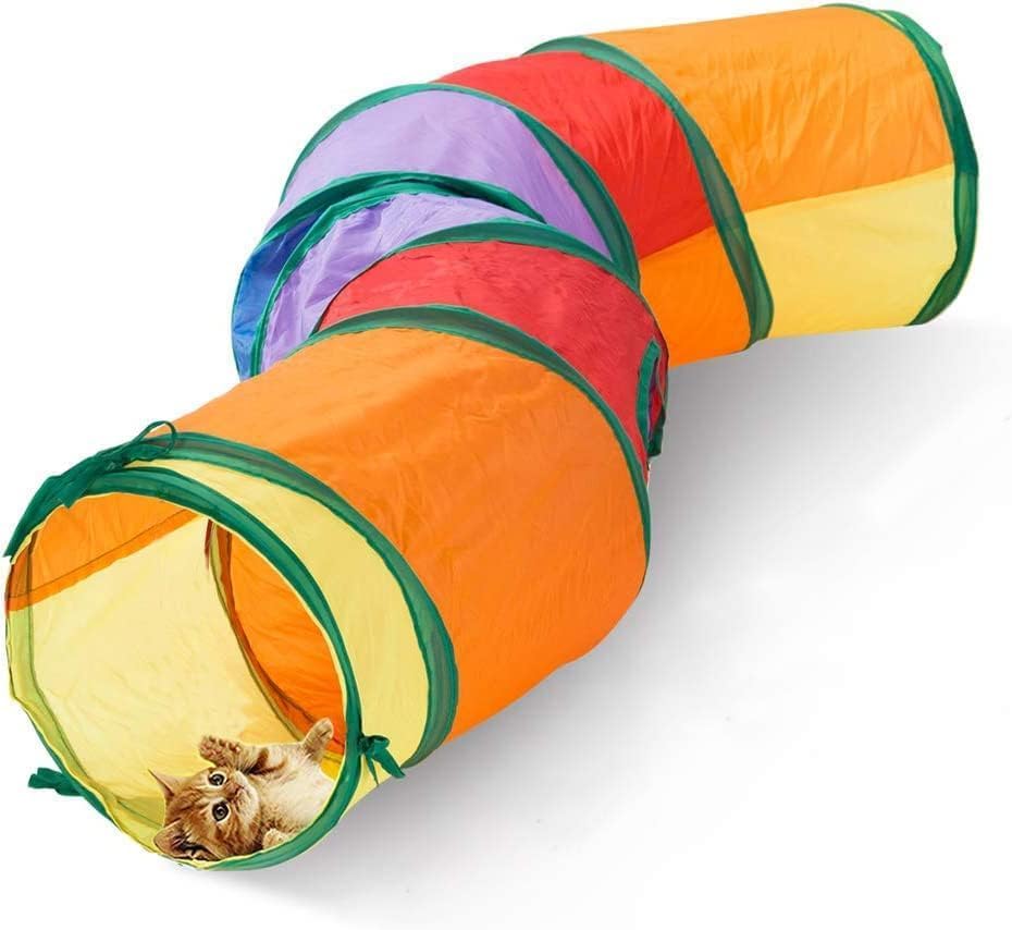 Cat Tunnels for Indoor Cats, Interactive Peek-a-Boo Cat Chute Cat Tube Toy, Camouflage S-Tunnel