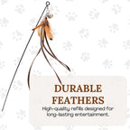 Interactive Bird Simulation Cat Toy Set for Bored Indoor Adult Cats Feather Toy Wand 5 Pcs Natural Bird Feathers Stable Round Base Wand Cat Toys for Indoor Cats Hunting Toys