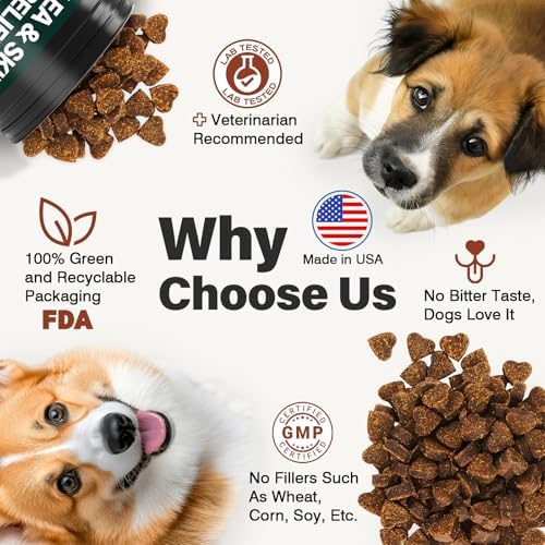 Dog Flea and Tick Prevention Allergy Chews Omega 3 for Dogs Treatment Chewable Natural Flea and Tick Skin and Coat Supplement Immune Dog Chews Yeast Relief Prevention for Dogs Itching and Licking