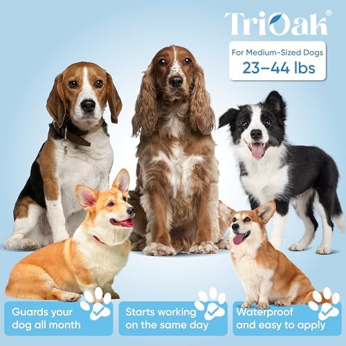 Flea and Tick Prevention for Dogs: Flea & Tick Topical for Medium Dogs 23-44 lbs, 6 Dose Flea and Tick Prevention for 6 Months (6 Pack)