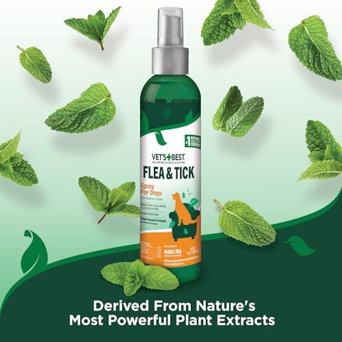 Natural Flea and Tick Spray for Dogs – Plant-Based Flea Repellent with Certified Essential Oils – Natural Pest Control and Prevention – Non-Toxic Formula for Home Use – 8 oz Bottle