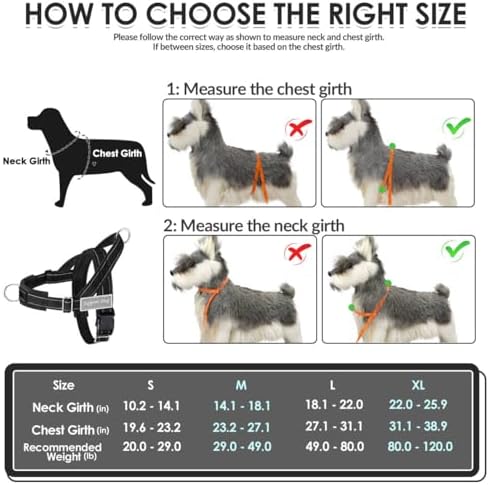 No Pull Dog Harness - Heavy Duty Dog Harness and Leash Set for Medium Large Dogs, Reflective Tactical Harness with Soft Padded and Front Clip for Easy Walk and Training (Black L)