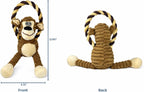 Durable Monkey Dog Toy, Plush Squeaky Stuffed Dog Toy with Rope, Interactive Chew Toy for Teething Puppies and Small, Medium & Large Dogs