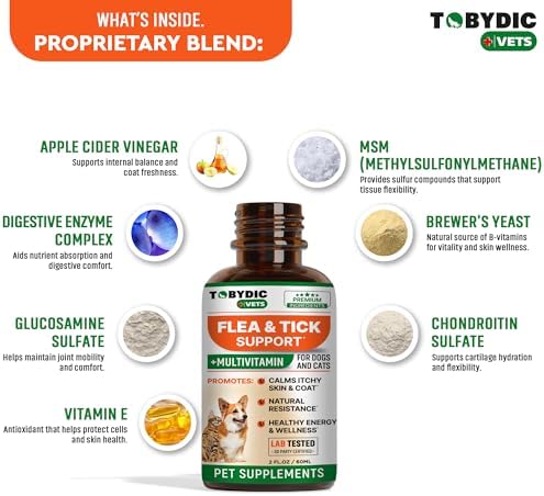 Flea & Tick Prevention Support - Oral Flea Natural Control & Treatment for Dogs and Cats - Herbal Medicine for Small and Large Dogs with Multivitamin Pet Supplement Made in USA