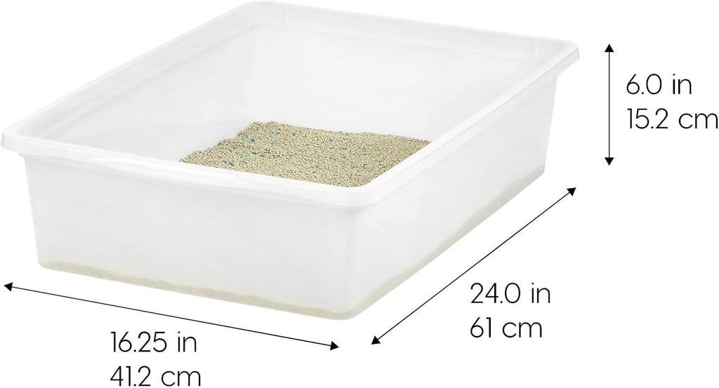 Large Open Top Cat Litter Box, Kitty Litter Pan, Pearl