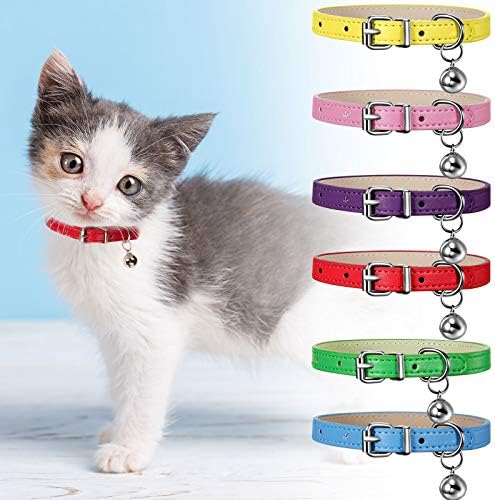 6 Pack Reflective Cat Collar with Bell, Breakaway and Safe Collars for Cats, Nylon, Pet Collar Mixed Colors Adjustable19-32cm