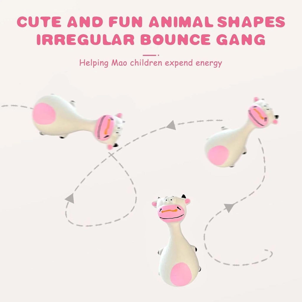 Dog Squeaky Chew Toy – Tough Natural Latex Fun for Teacup to Small Puppies (0-22 lbs)! Perfect for Fetch, Chewing & Cuteness Overload (White Cow)