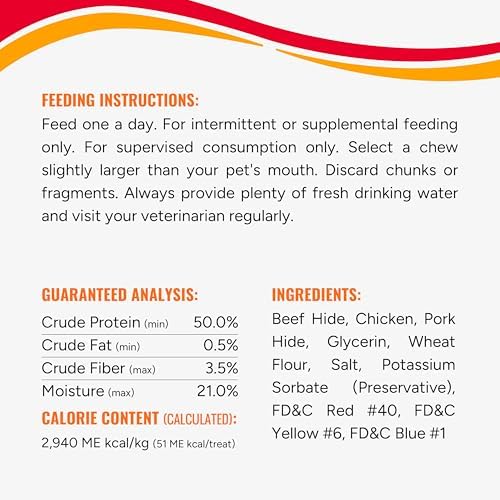 Triple Flavor Ribs Chews for All Dogs, 12 Ounces, Treat Your Dog to Long-Lasting Chews Made with Beef Hide, Chicken and Pork Hide