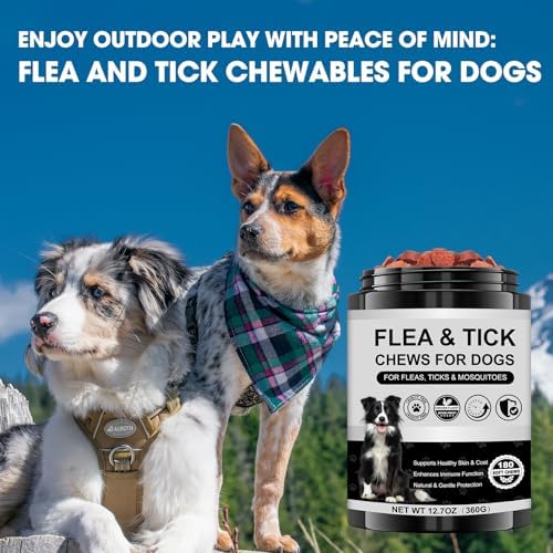 Dog Flea and Tick Chewable Supplement – Natural Support for Skin & Coat Health, Seasonal Comfort & Itch Relief – 180 Soft Chews with Chicken Flavor for Dogs & Puppies (180pcs)