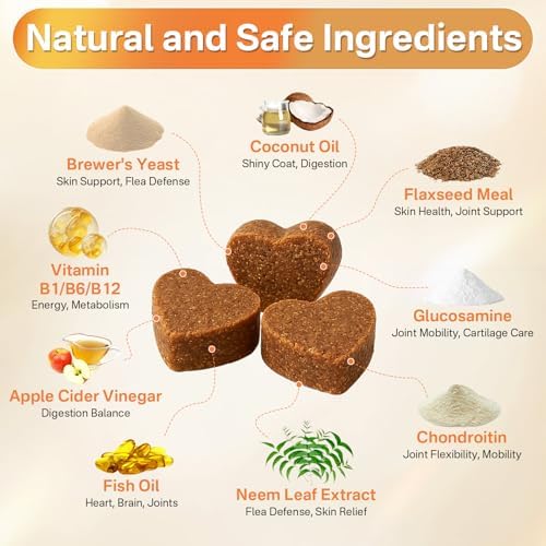 5-in-1 Dog Flea and Tick Treatment Chewable, Natural Flea and Tick Prevention for Dogs Chewable - Flea & Tick | Hip & Joint | Skin & Coat | Immunity Support | Digestive for All Breeds & Sizes