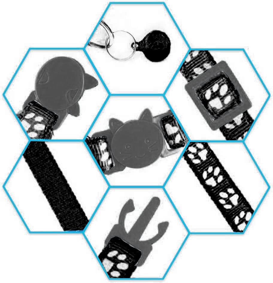 2 Pack Cat Collars Quick Release Reflective Kitten Collar with Bell & Safety Release (Black)