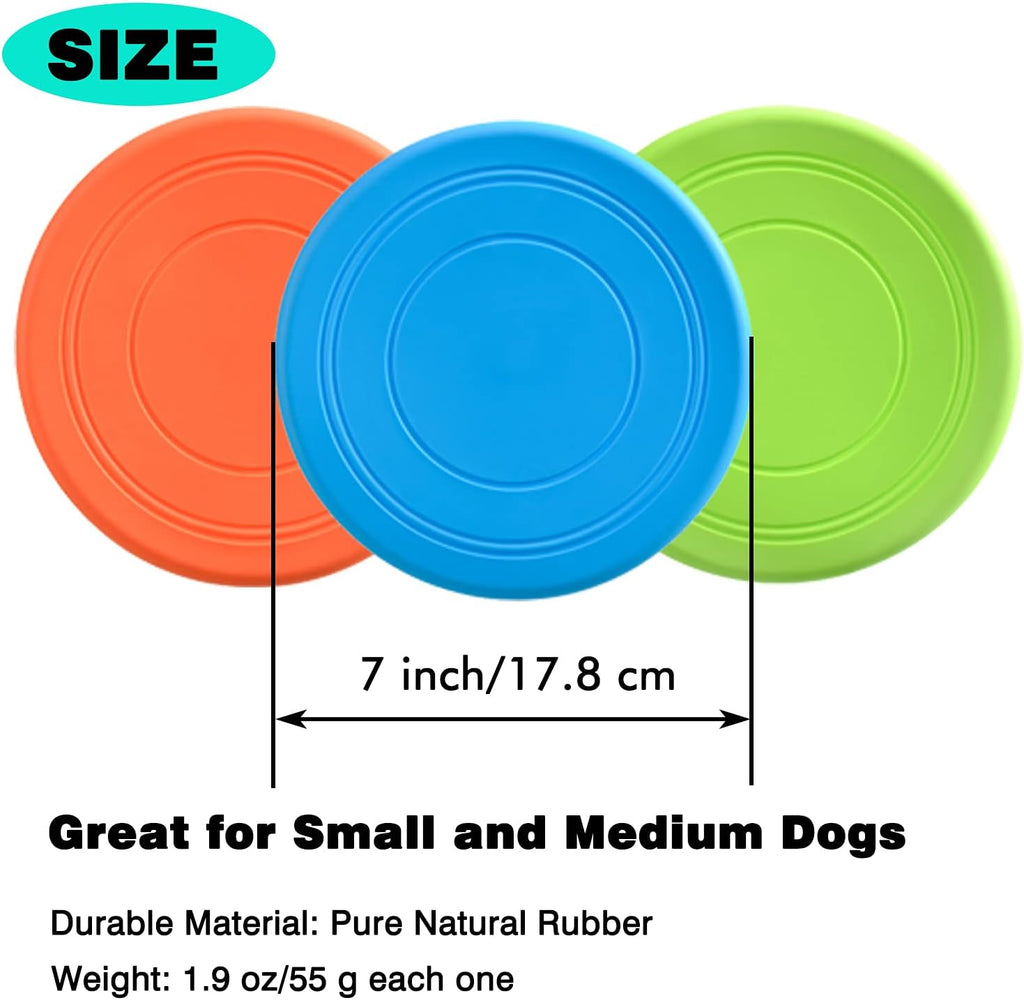 Dog Flying Disc, 3 Pack Dog Flyer Toys, Soft Rubber Interactive Lightweight Flying Disc Dog Toy for Small Large Dogs - Floats in Water & Safe on Teet