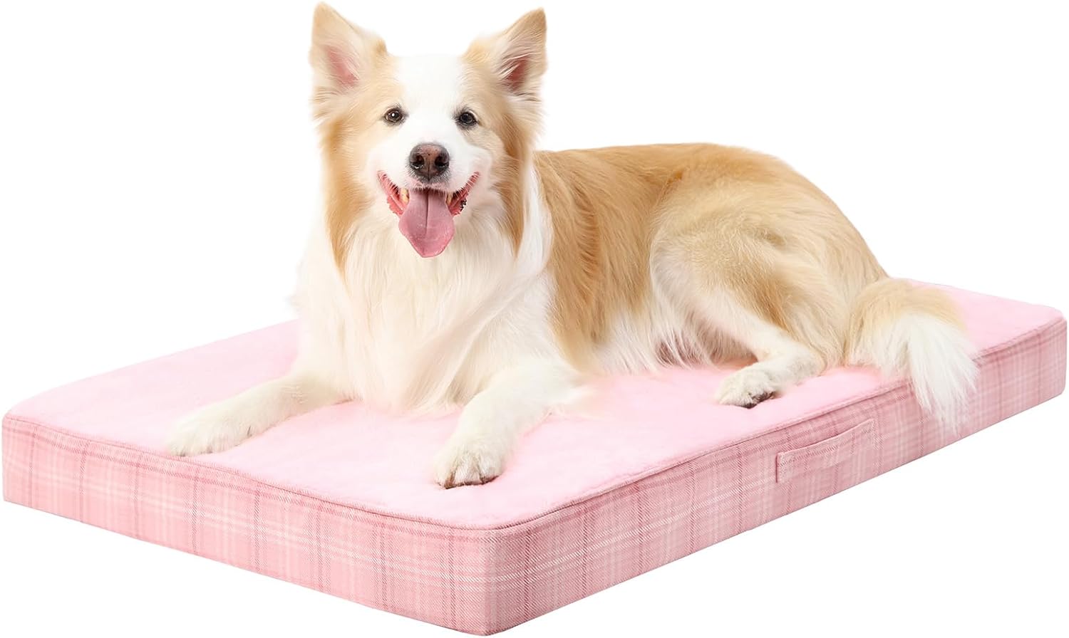 Washable Orthopedic Dog Bed for Large Dogs,  Waterproof Pet Bed with Egg Crate Foam Strong Support, Machine Washable Cover & Anti-Slip Bottom & Durable Zipper(Pink)