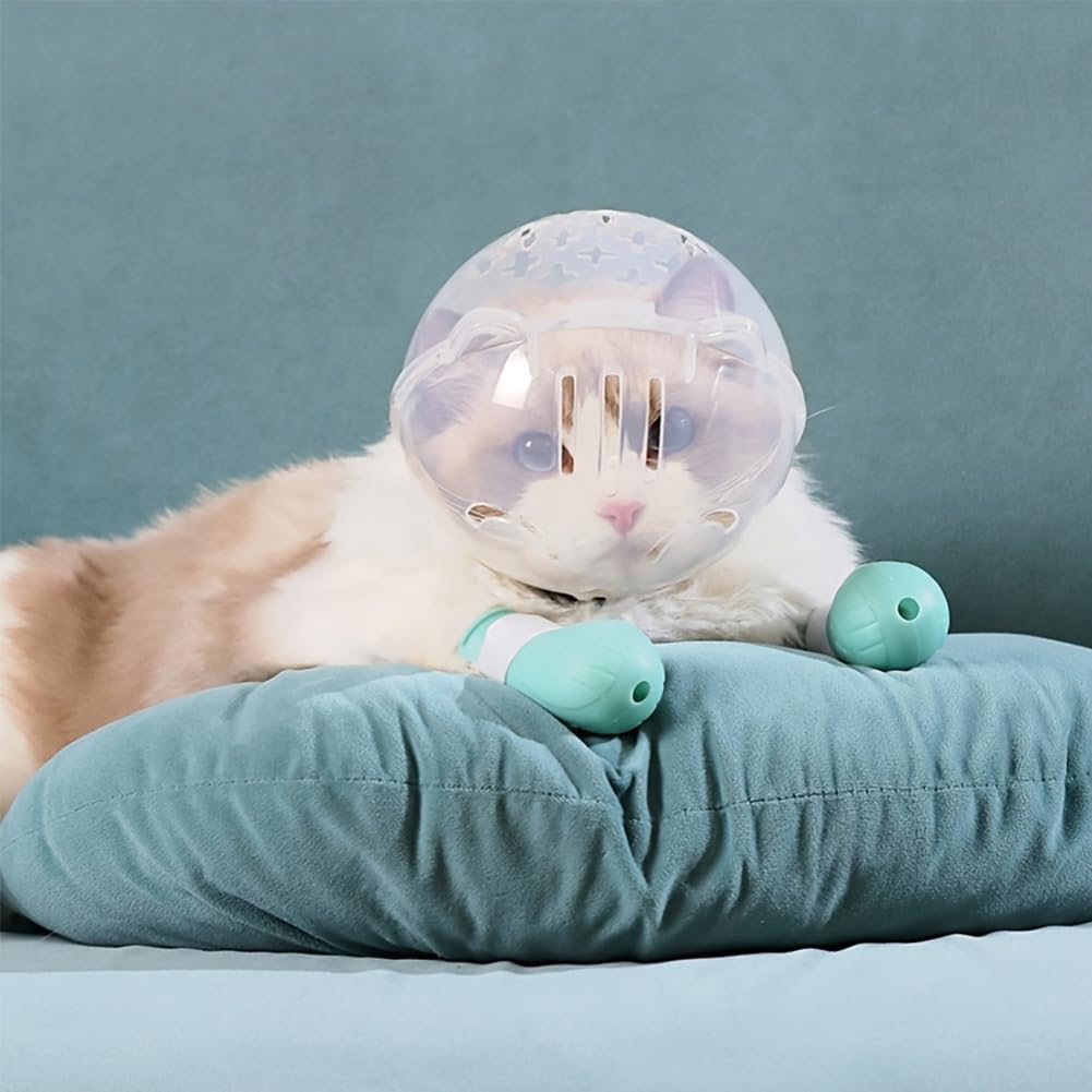 Cat Muzzle for Grooming Breathable Cat Muzzle Helmet Adjustable Hood Anti Bite Muzzles for Pet Bathing,Taking Injections